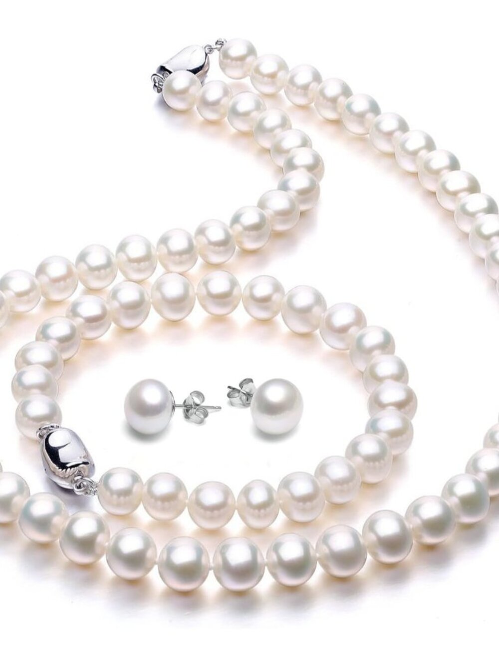 Elegant Freshwater Pearl Jewelry Set with Necklace, Bracelet & Earrings — Perfec